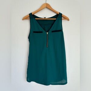 Express Teal Sleeveless V-Neck Top